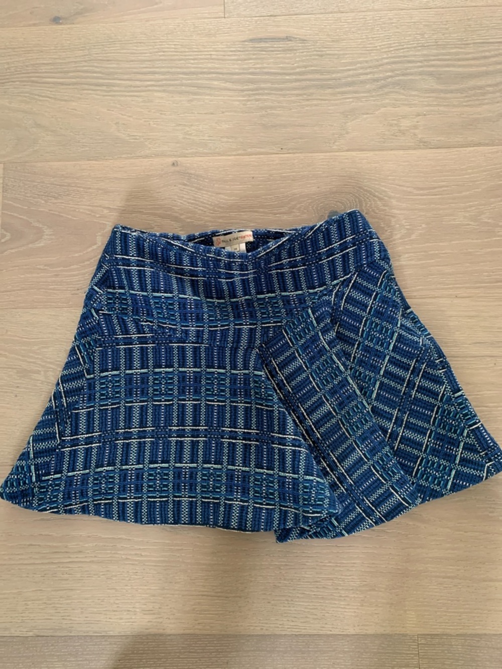 Blue Patterned Circle Skirt - Textured Skater Style